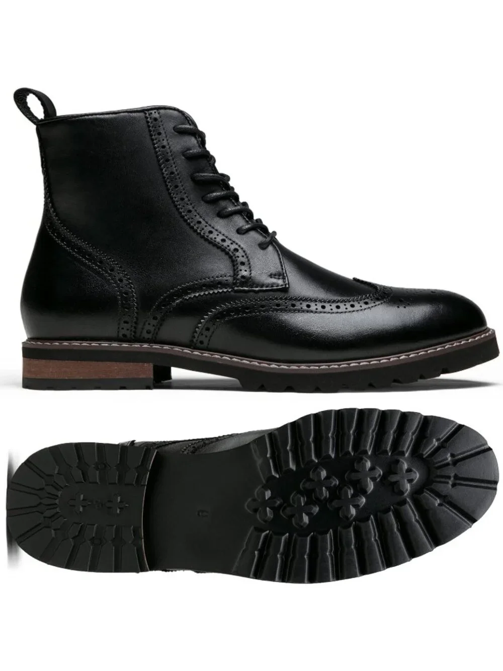 Men's Black Boots Premium Leather Cap Toe Casual Boots Chukka Dress Boots